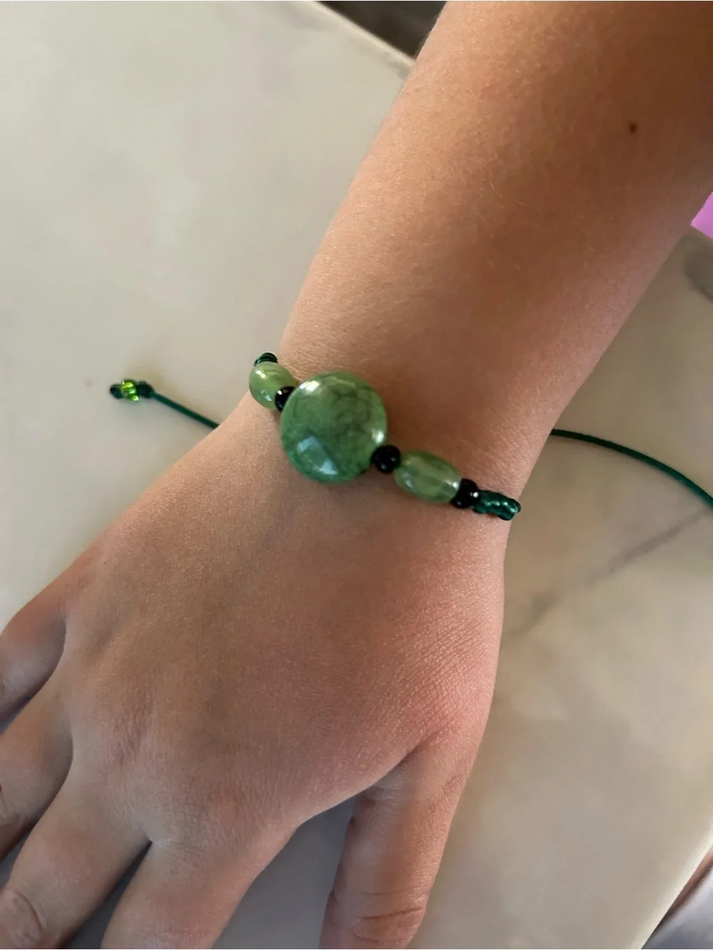 Green Beaded Adjustable Bracelet